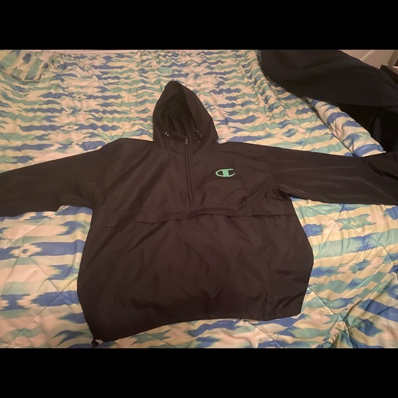 BLACK CHAMPION HALF-ZIP LIGHT JACKET/RAIN JACKET - Picture 4 of 8